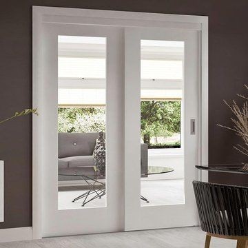 Modern White Tempered Glass Sliding Interior Hanging Door