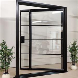 Simple Designs Black Aluminum Frame Tempered Glass Pivot Door Nepal