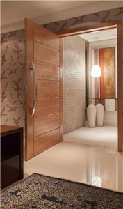 Modern outdoor red oak wood front entrance door for apartment